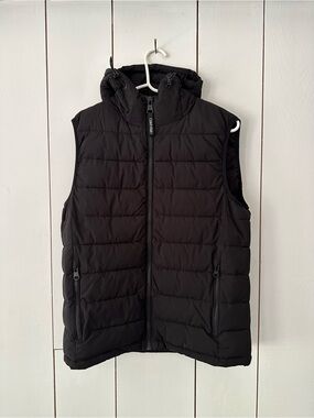 Calvin Klein Hooded Puffer Vest Sz M Black Infinite Stretch